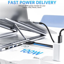 2X Acht in Één USB C-Laptopdockstationstandaard USB C-Hub Verstelbare 10-17 Inch Laptopstandaard Draagbaar Ontwerp voor Pc, Tablet