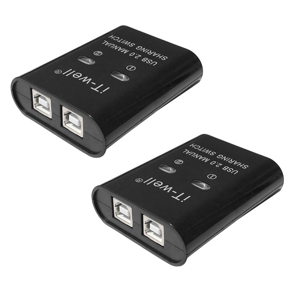 2X It-Well Usb Printer Sharing Device, 2-Port Manual Kvm Switching Splitter Hub Converter Black 4711053356438