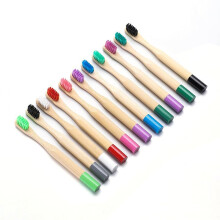 Kids Bamboo Toothbrush with Soft Charcoal Bristles, Ergonomic Round Grip, Colorful Eco Friendly Design