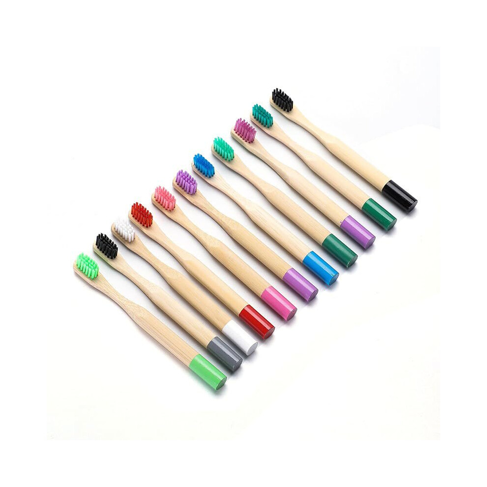 Kids Bamboo Toothbrush with Soft Charcoal Bristles, Ergonomic Round Grip, Colorful Eco Friendly Design