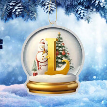 Yellow Crystal Acrylic Christmas Tree Letter Ornaments, Hanging Xmas Alphabet Initials Decoration, Compatible with Standard Tree Hooks