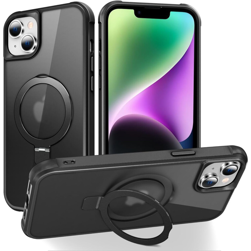 Compatible With Iphone 14 Plus Case: Military-Grade Translucent, Invisible Magnetic O-Ring Stand, Magsafe Compatible, Great Grip 9365509055403