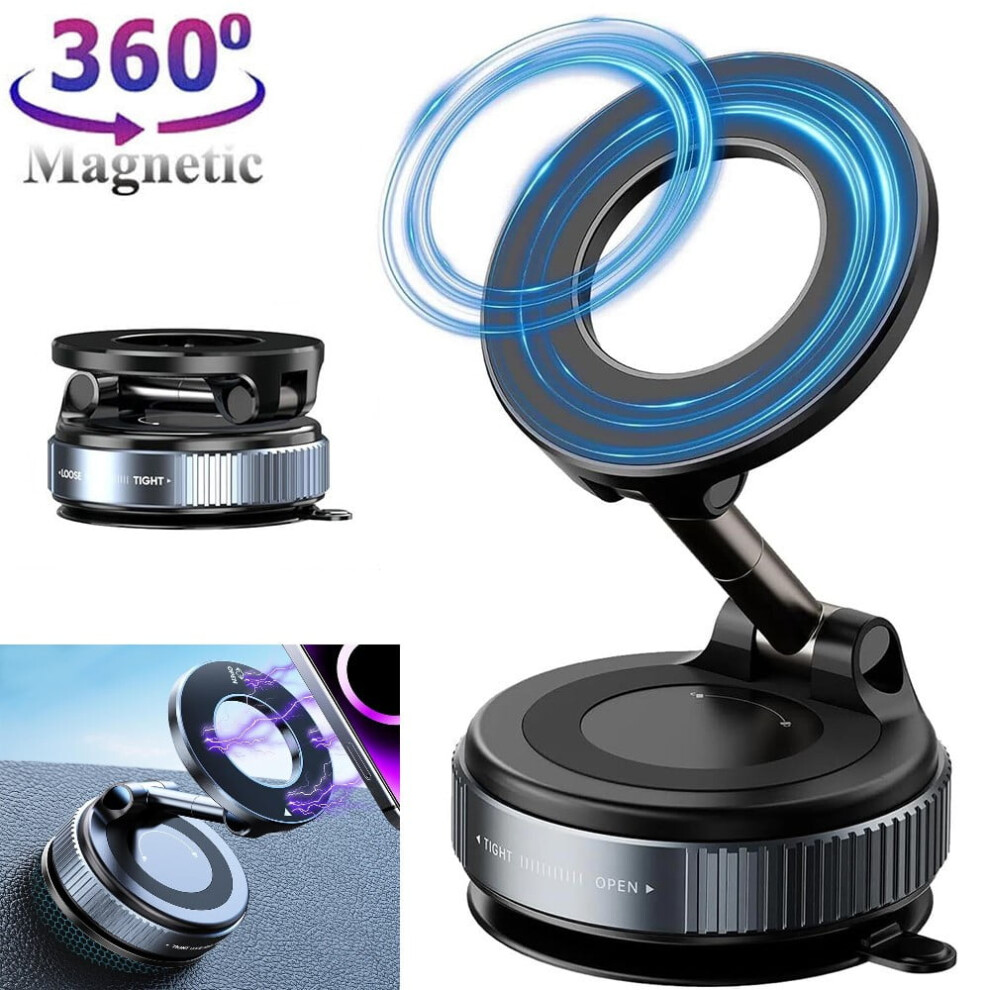 Foldable Vacuum Magnetic Car Phone Holder For Magsafe, Compatible With Iphone, Android & All Smartphones 9365509055304