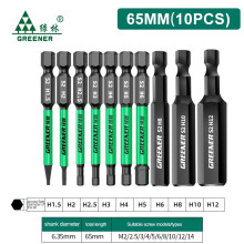 Greener Tungsten Steel Screwdriver Bit Set, Strong Magnetic Repair Tools, Diy tool, Hex Shank, Electric Drill Suit