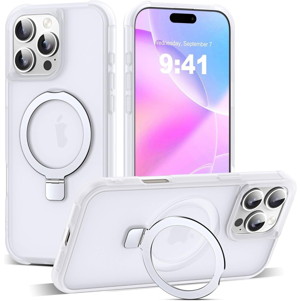 Iphone 16 Pro Case: Military-Grade Translucent, Invisible Magnetic O-Ring Stand, Magsafe Compatible, Great Grip 9365509056462