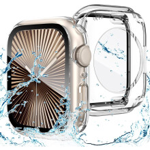 Carcasă impermeabilă și protecție de ecran XiHAMA 2 în 1 compatibilă cu Apple Watch 44 mm (SE a 2-a generație, seria 6/5/4), bară de