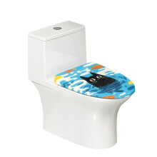 Cat Fish Print Universal Fit Toilet Lid Cover with Elastic Edges Washable Reusable Stretchable Fabric for Most Lids Bathroom Decor Accessories