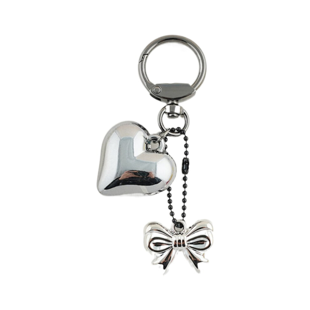 Heart Shaped Keychain Pendant Bowknot Keyring Charm Stylish Heart Bag Pendant Metal Material Key Adornment For Key Bag 9365509057254