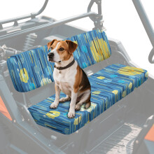 2-pack UTV-framsätesöverdrag, blått abstrakt regntryck, kompatibel med Kawasaki Mule 3000/3010, tvättbar polyester, bleknings- och slitstark