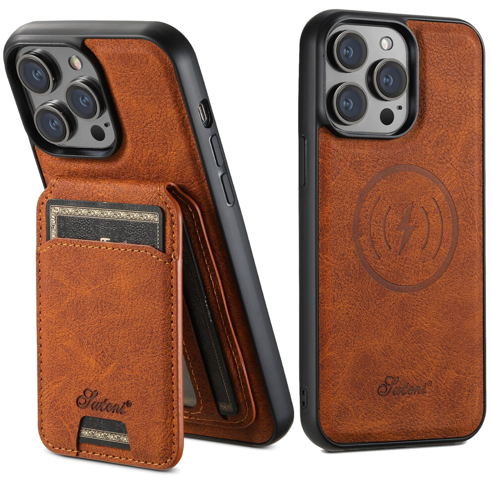 Magsafe Wallet Case For Iphone 13 Pro Max Â Pu Leather, Slim, Shockproof, Magnetic Detachable, Card Holder, Khaki 9365509060957