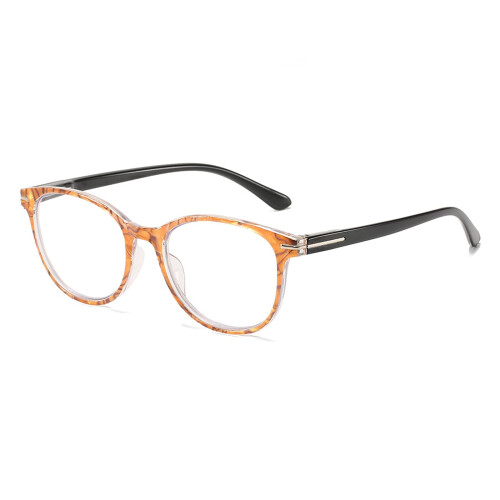 Blue Light Blocking Reading Glasses +3.5 Round Orange Frame Spring Hinge Computer Readers for Women Men