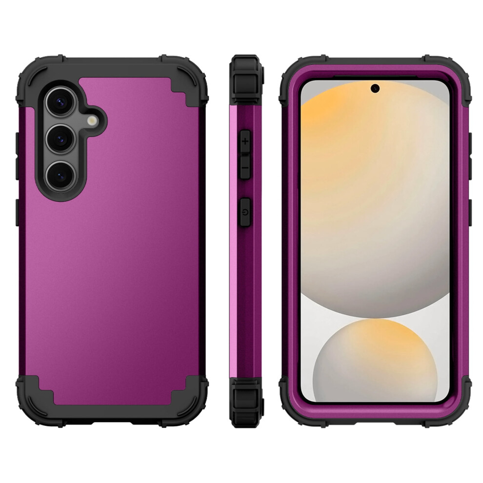 3-Layer Shockproof Case For Compatible With Samsung Galaxy S24 Fe – Hard Bumper + Soft Silicone Purple 9365509062692