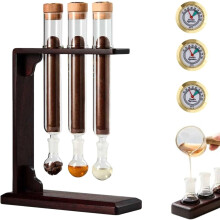 Cigar Flavor Injector Humidifier Kit, 3-Tube Glass Infuser with Hygrometer, Wooden Display Rack & Caps – Compatible with Standard Cigars