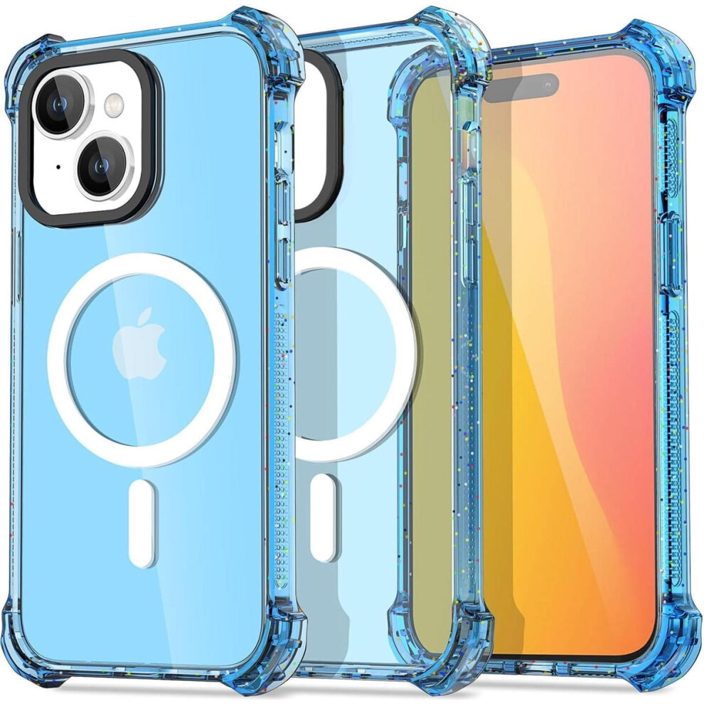 Heavy Duty Slim Magnetic Bumper Case For Iphone 16 Â Shockproof, Translucent Blue 9365509062616