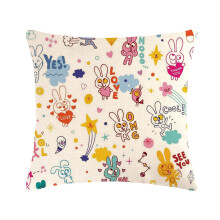 Housses de coussin de Pâques en lin, motif lapin et œufs, 45 x 45 cm