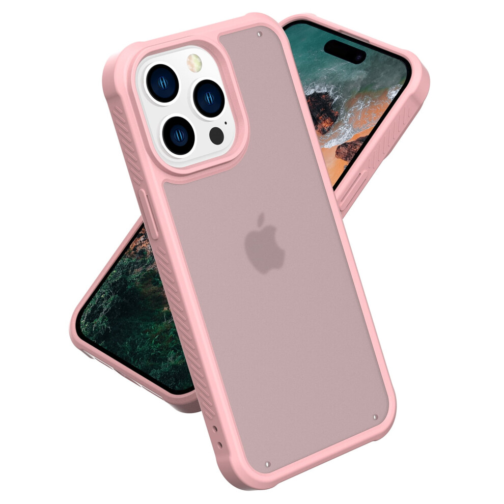 Translucent Military-Grade Case For Iphone 16 Pro MaxâShockproof, Anti-Yellowing, Scratch-Resistant Tpu+Pc Hybrid Cover In Pink 9365509064733