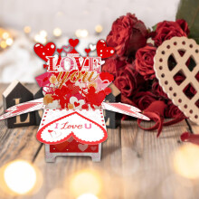 Valentine’s Day 3D Pop Up Card Flower Basket Love Greeting Card Anniversary Romantic Keepsake for Couples