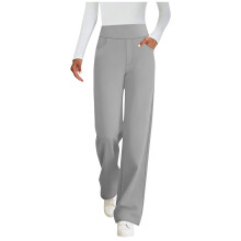 Pantalon palazzo gris à taille haute et jambes larges pour femme avec