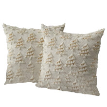 Housses de coussin de Noël, sapin rouge et lumières jaunes, 45 x 45 cm