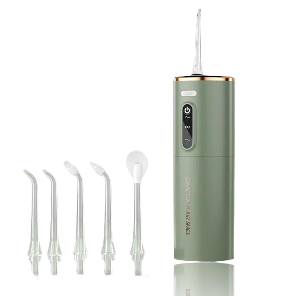 Cordless Water Flosser 280ML, USB Rechargeable Oral Irrigator with 3 Modes and Tips, IPX7 Waterproof for Home and Travel (Green)