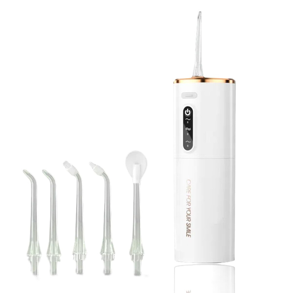 Cordless Water Flosser 280ML White, Rechargeable Oral Irrigator with 3 Modes, IPX7 Waterproof for Home and Travel