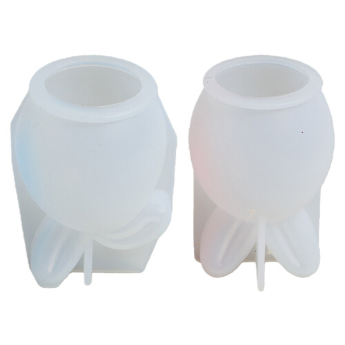 2Pcs Easter Rabbit Eggs Shape Silicone Molds for Making-A