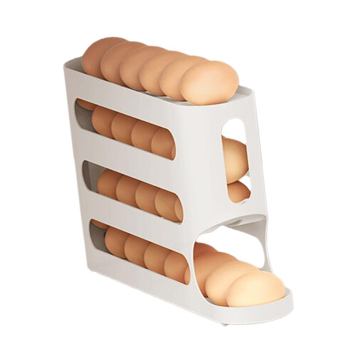 Clear Refrigerator Eggs Organizers With 4 Sliding Layers-White