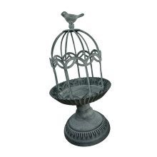 Decorative Candlestick Metal Flower Binding Birdcage-Grey