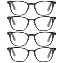 Blue Light Reading Glasses for Men and Women +1.0, 4 Pack Black Frames with Comfort Spring Hinges