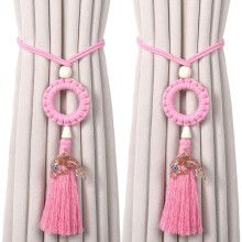 Outdoor Curtain Tiebacks Rope Curtain Holders-Peach pink