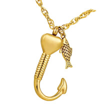Luxe Gedenkketting met Hartvorm Vishaak Urn Medaillons-Goud