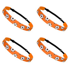 4PCS Football Themed Headbands Elastic Workout Headbands-Orange