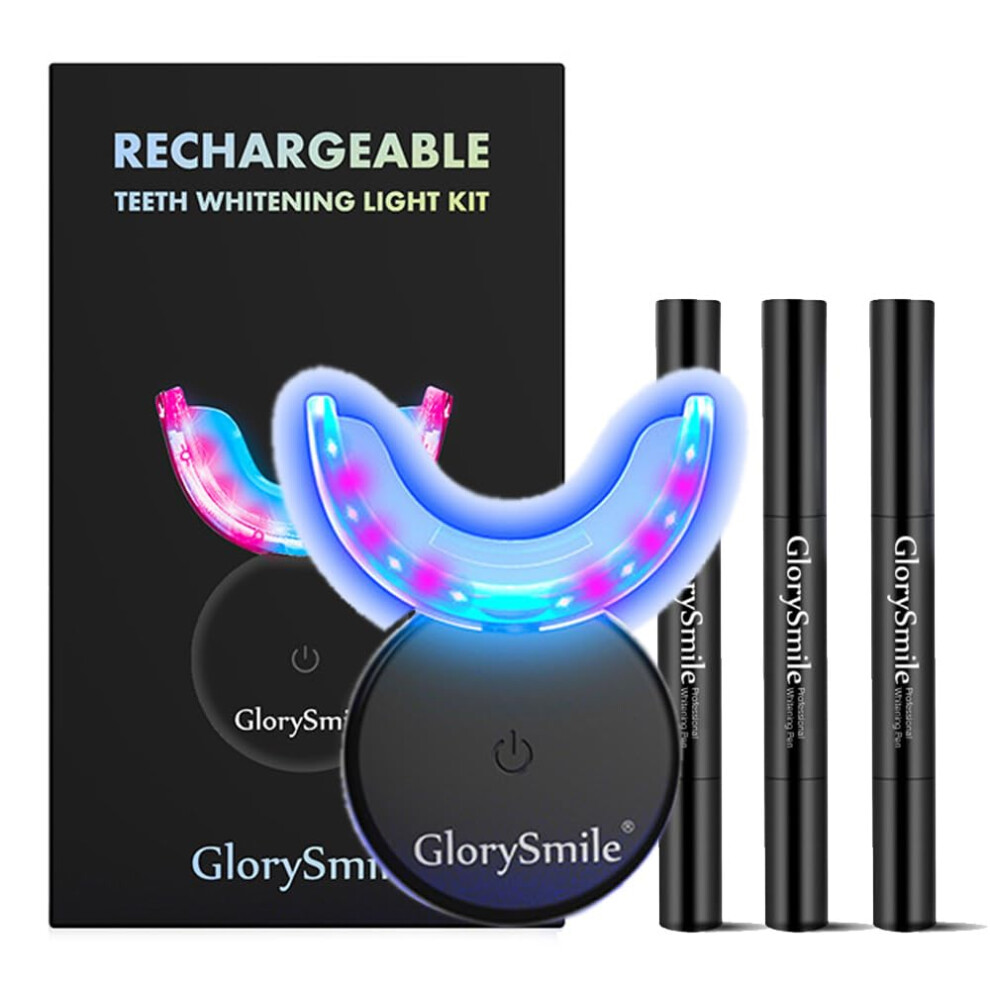 Black Professional Led Teeth Whitening Kit With Gel For Fast Results And No Sensitivity,