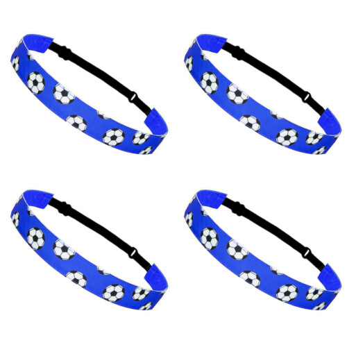 4PCS Anti Slip Athletic Headbands Stretchable Polyester-Blue