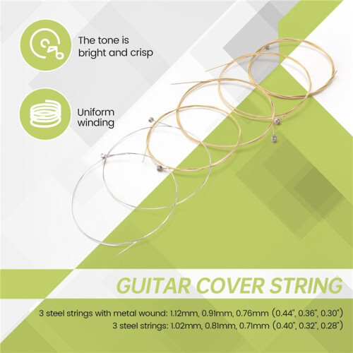 Set 6 Metal Strings for Acoustic Guitar 1 Meter 1M New 2