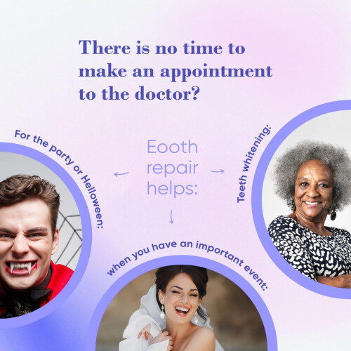 Temporary Tooth  Kit with Moldable Fake Teeth for Missing or Broken Tooth, Natural Look, Reusable 2