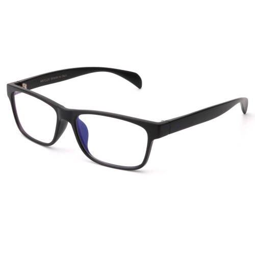 Blue Light Blocking Reading Glasses for Men and Women, Lightweight Black Rectangle Frame