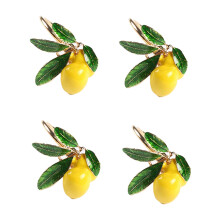Napkin Rings Set of 16,Lemon Wedding Napkin Holder Gold Napkin Buckle for Table Decor Parties Holiday Family Gathering