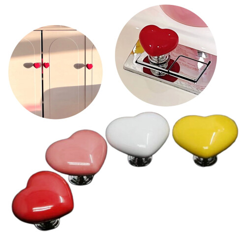 Heart-Shaped Toilet Button Set - Red, 4 Pieces 1