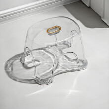 Clear Acrylic Shower Stool Set of 2, Small Round Transparent Bathroom Footrest, Compact MultiUse Seat for Kitchen and Office