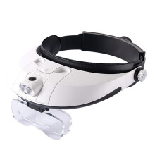 Head Mounted Magnifier with LED Light, Multiple Lenses, Hands Headband for Reading and Hobbies