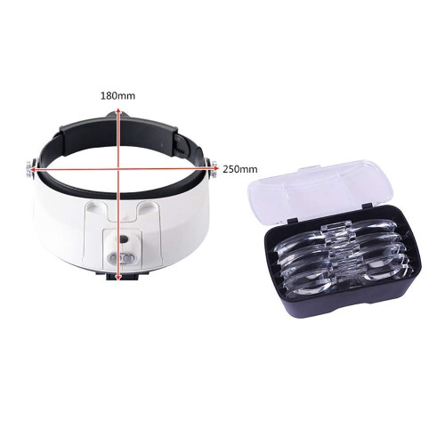 Head Mounted Magnifier with LED Light, Multiple Lenses, Hands Headband for Reading and Hobbies 1