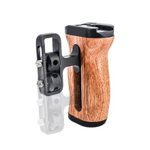 3X Camera Side Handle Grip for // DSLR Camera Cage Left Right Side Wooden Handgrip with Cold Shoe