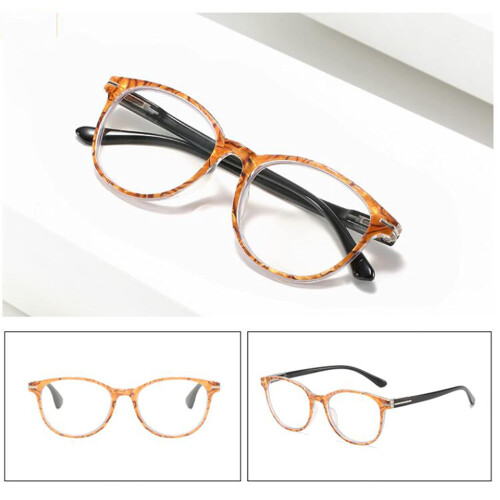Blue Light Blocking Reading Glasses +3.5 Round Orange Frame Spring Hinge Computer Readers for Women Men 1