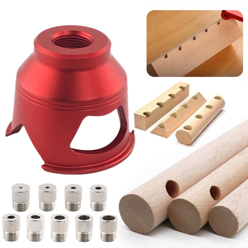 Vertical Punching Locator W/ 2-10 Mm Drill Bushing for Carpentry (Red Grooved) 1