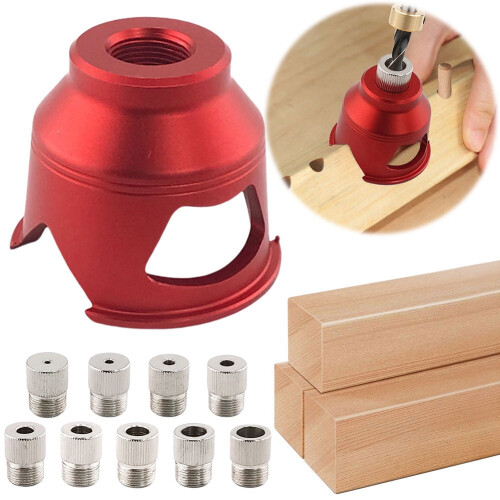 Vertical Punching Locator W/ 2-10 Mm Drill Bushing for Carpentry (Red Grooved) 2