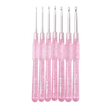 Complete haaknaaldenset met roze rubberen handvat voor-Roze