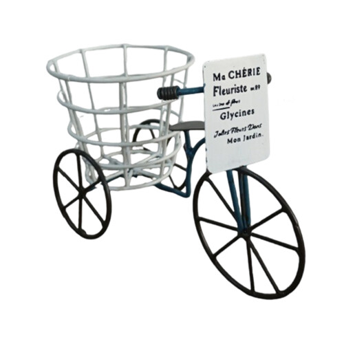 Iron Bicycles Shape Planter Holder Container Perfect For-Blue