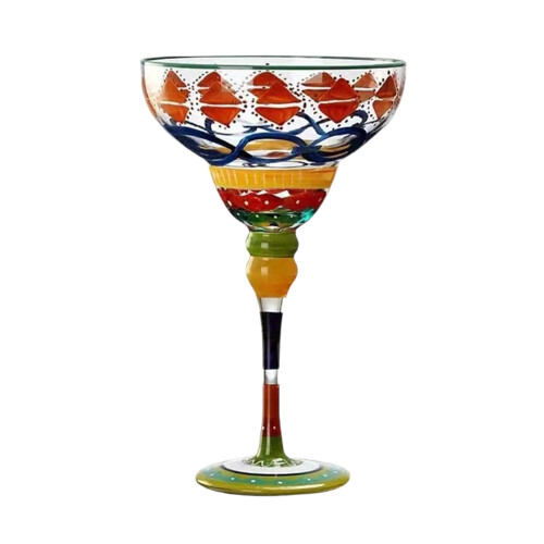 Hand Painted Glassware With Multicolored Designs-amulet