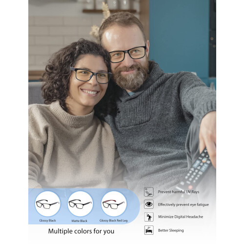 Blue Light Blocking Reading Glasses for Men and Women, Lightweight Black Rectangle Frame 2